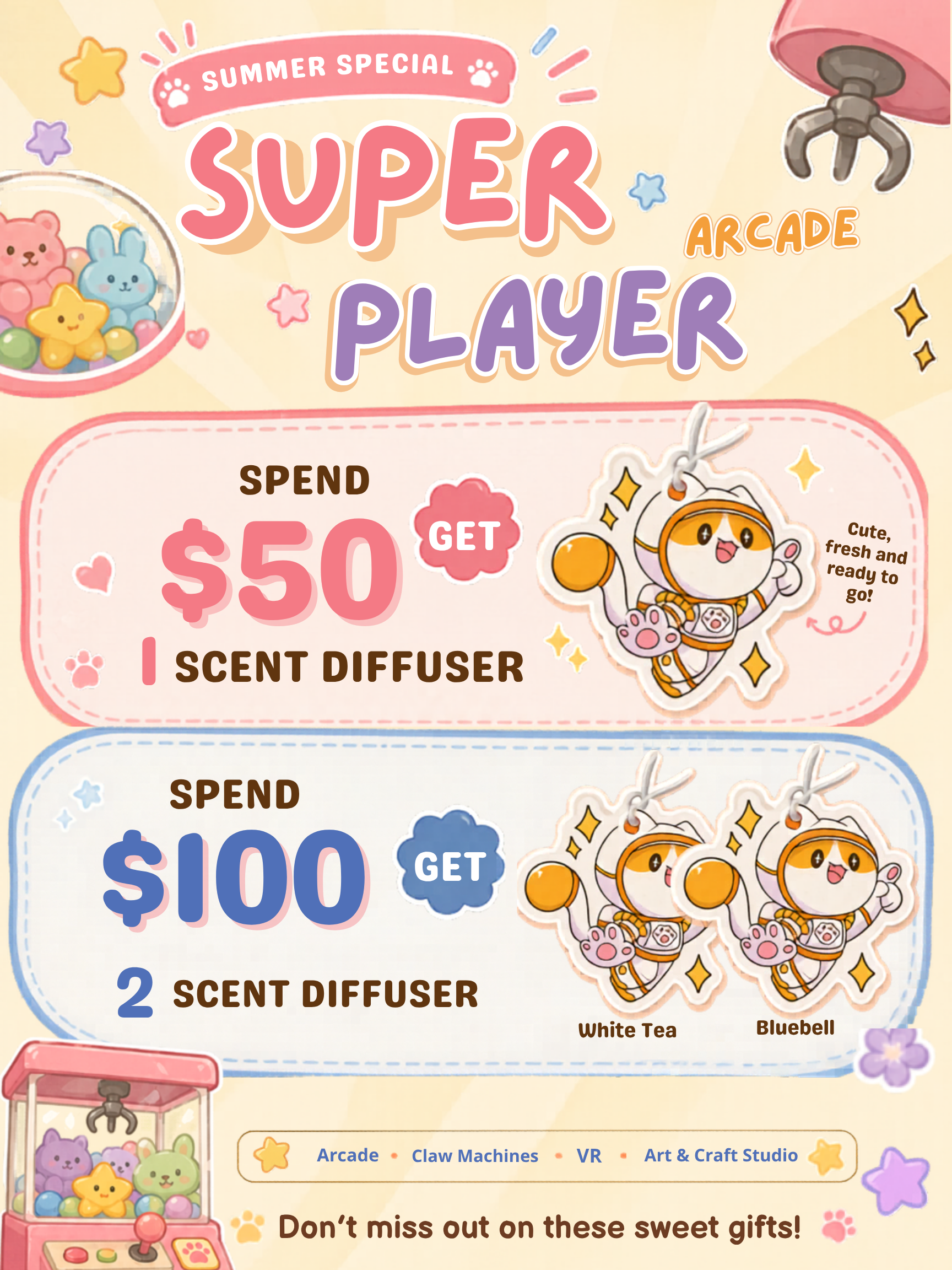 Summer Scent Diffuser Special at Super Player Arcade