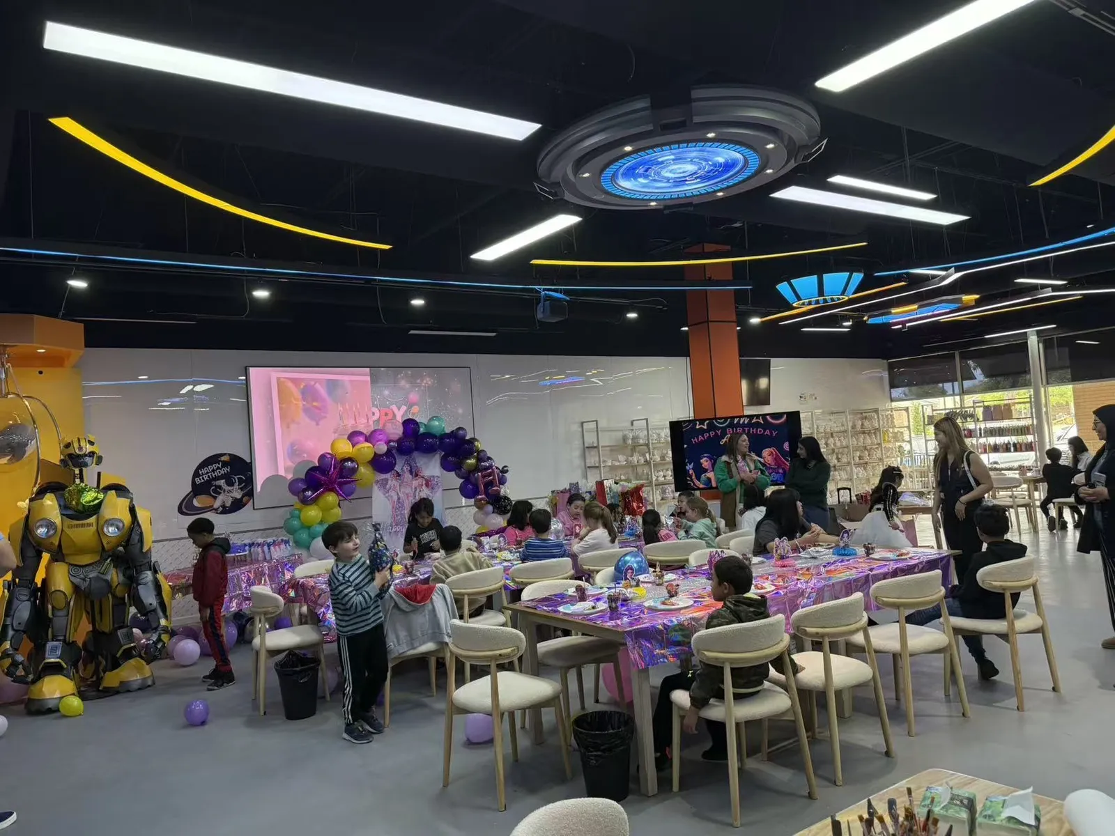 Finished party creations on display