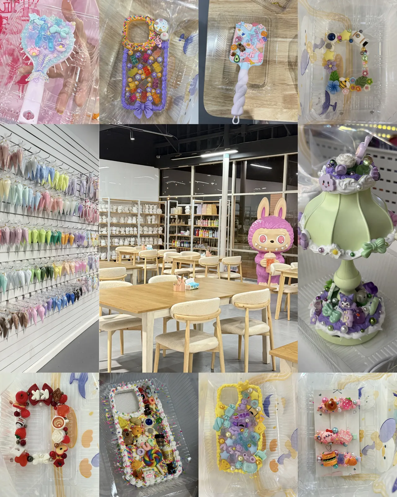 Creative studio at Super Player Arcade with colorful supplies and guests crafting